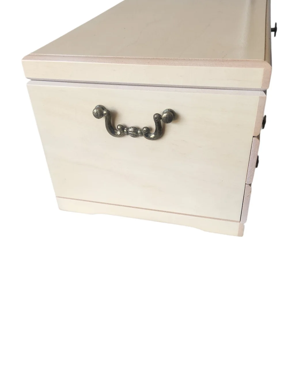 Cream Wood Jewelry Box Green Velvet MCM